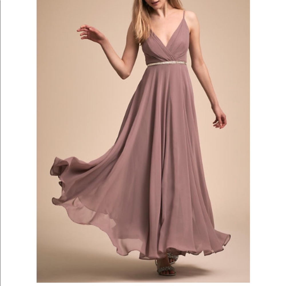 BHLDN violet grey bridesmaid dress